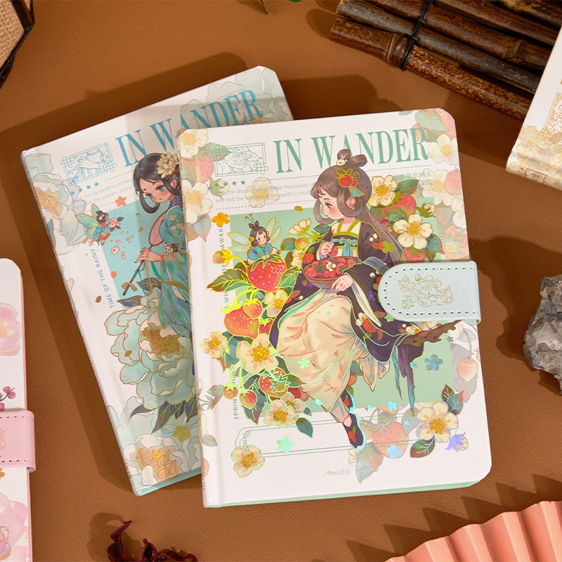 In Wander Series Antique Cute Girl Magnetic Buckle Diary Journal b