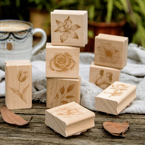 Ink Blossom Creative Retro Flower Wooden Rubber Stamp a