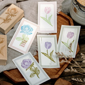 Ink Blossom Creative Retro Flower Wooden Rubber Stamp b4