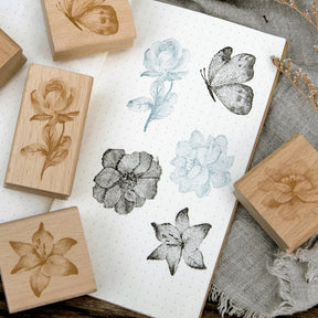 Ink Blossom Creative Retro Flower Wooden Rubber Stamp b