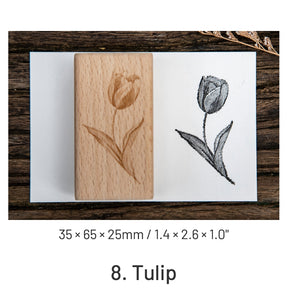 Ink Blossom Creative Retro Flower Wooden Rubber Stamp sku-8