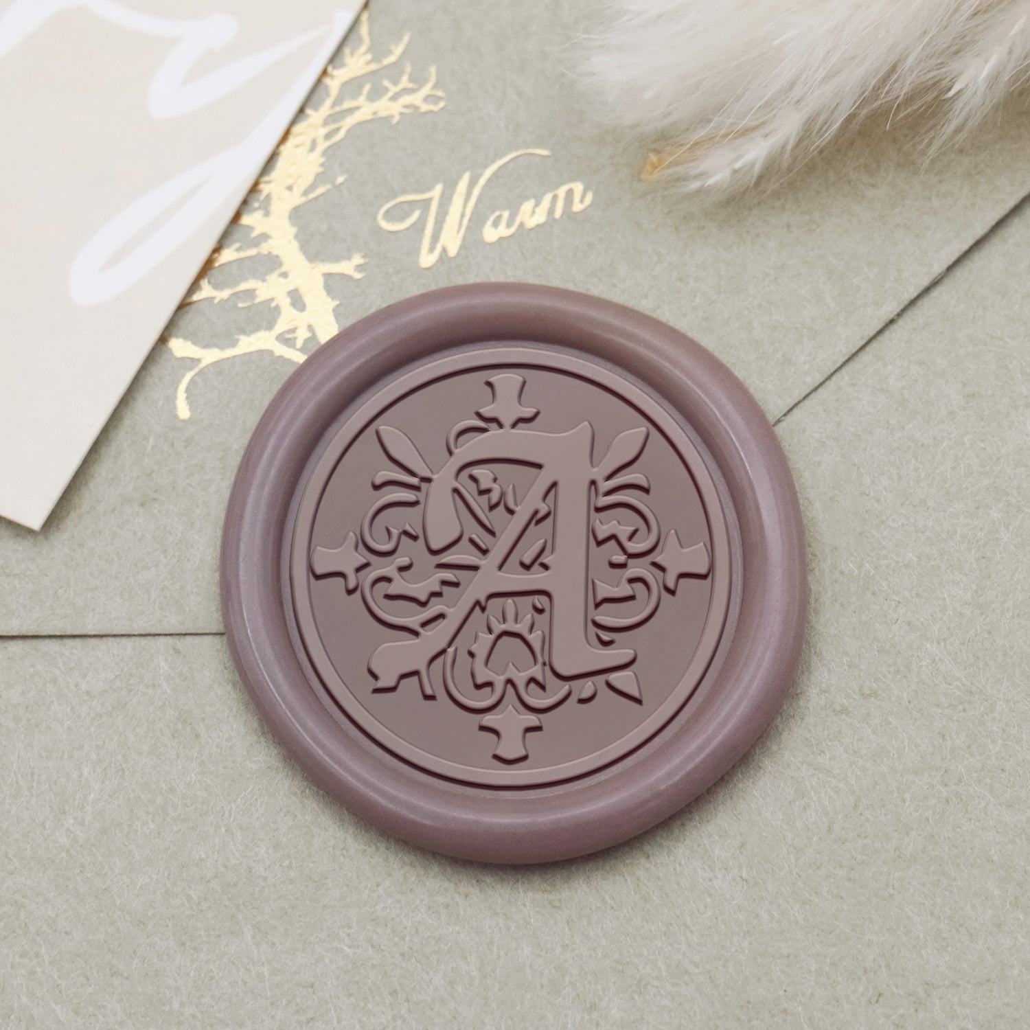 Wax seal stamp with letters of the alphabet - handwritten script J