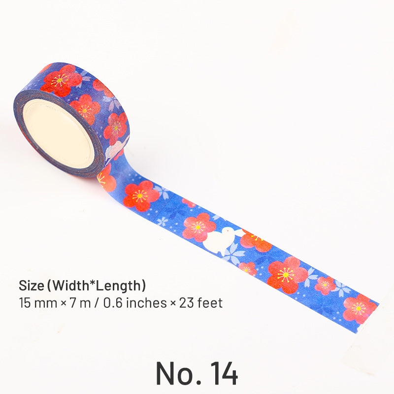 Japanese-style Washi Tape with Plants Animals Sea and Fireworks sku-14