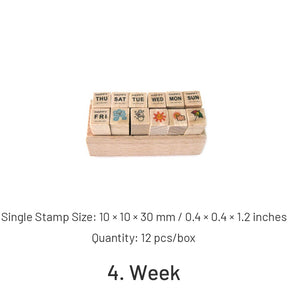 Joyfill Diary Wooden Boxed Retro Cute Small Rubber Stamp Set sku-4