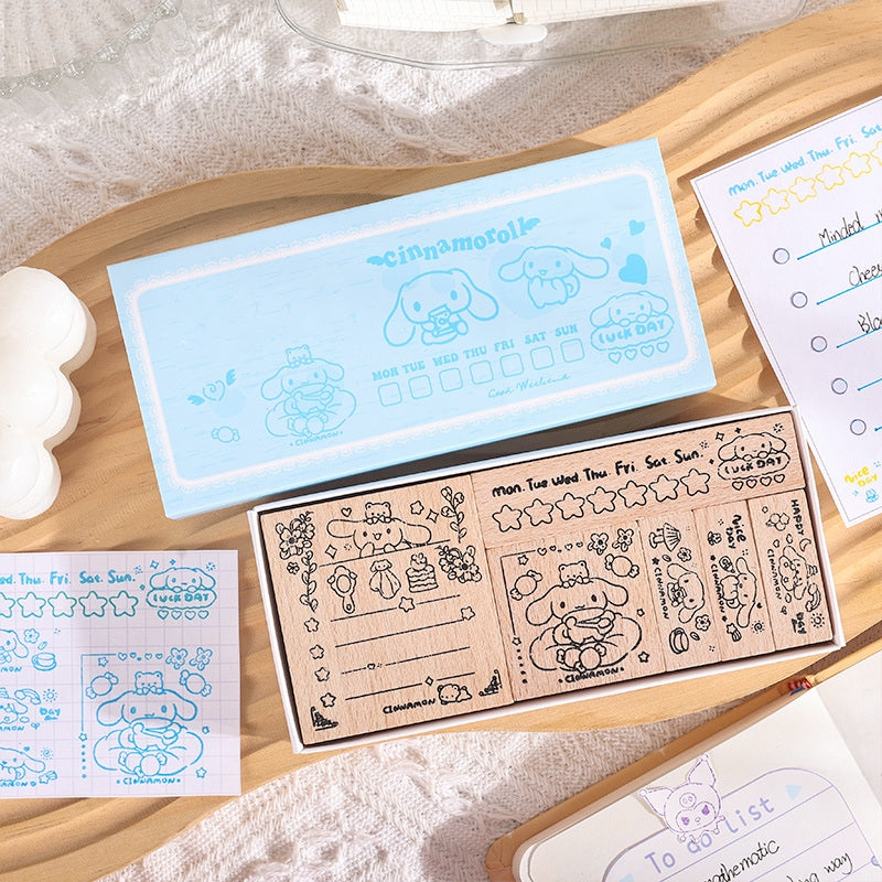 Joyful Holiday Theme Cartoon Wood Rubber Stamp Set b2