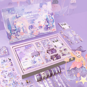 Kawaii Cartoon Magic Journal Gift Set - Magical Witch's Realm, Rabbits and Girls