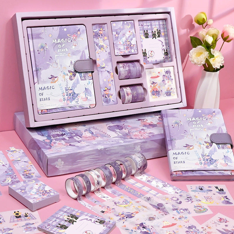 Kawaii Cartoon Magic Journal Gift Set - Magical Witch's Realm, Rabbits and Girls4