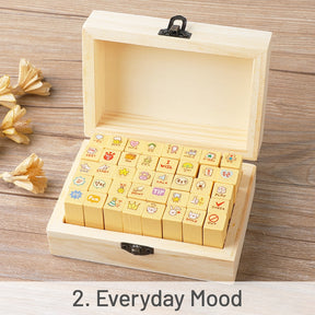 Kawaii Cartoon Rabbit & Cat Boxed Wooden Rubber Stamp Set sku-2