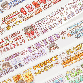 Kawaii Cartoon Strawberry Girl & Inspiring Words Decorative Washi Tape b3