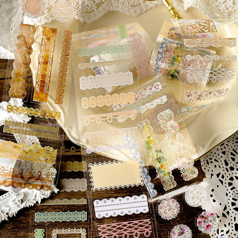 Lace Die-Cut PET Tape Shape Stickers b
