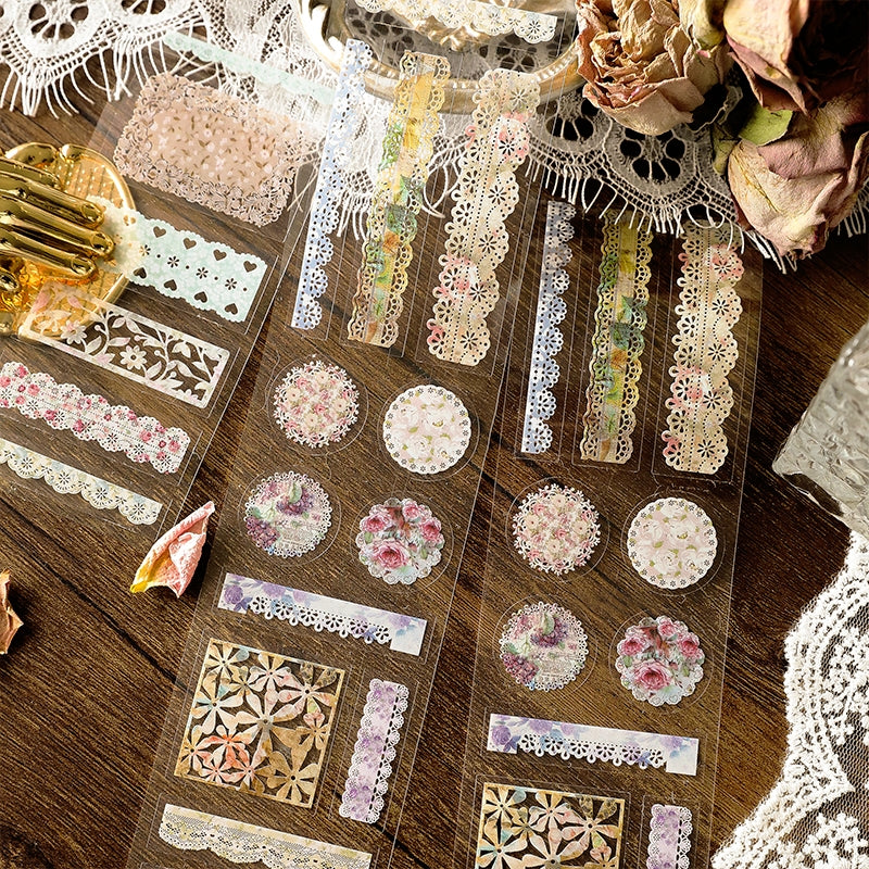 Lace Die-Cut PET Tape Shape Stickers b5
