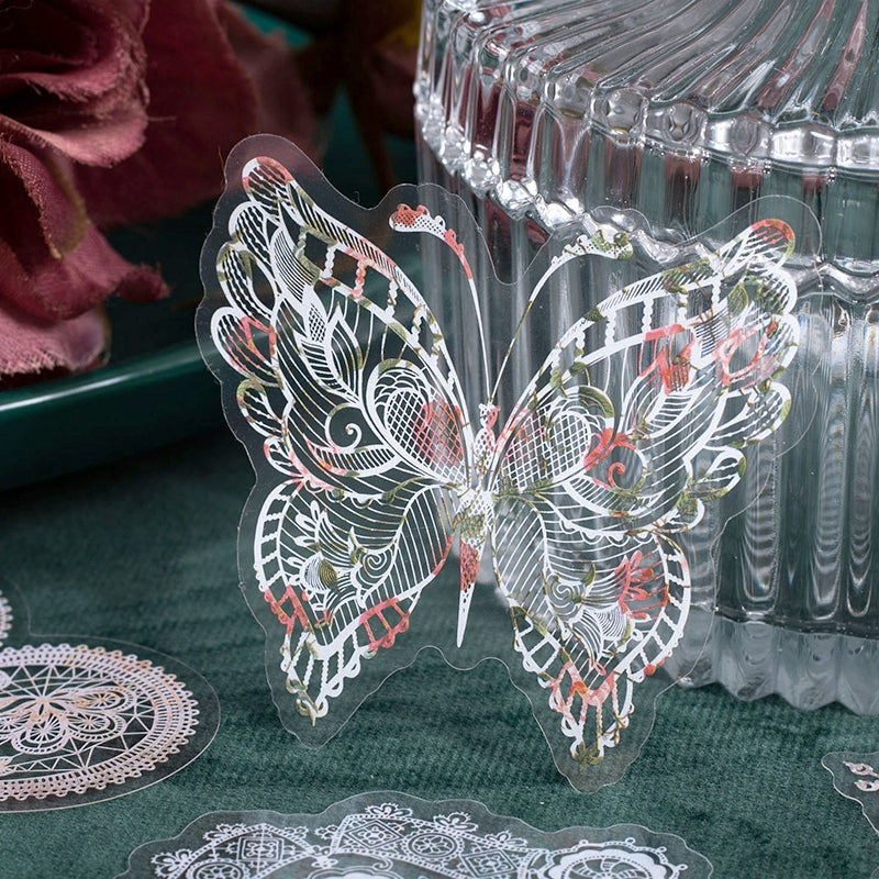 Lace PET Stickers - Borders, Butterfly, Feather, Door, Flower b1