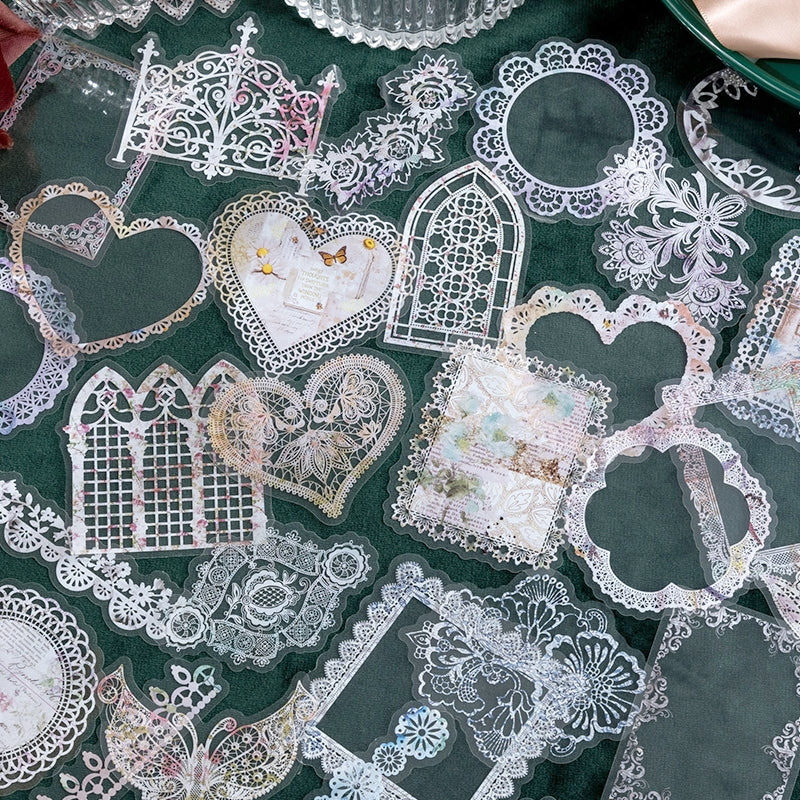 Lace PET Stickers - Borders, Butterfly, Feather, Door, Flower b2