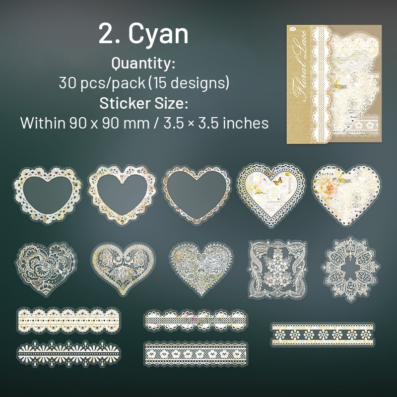 Lace PET Stickers - Borders, Butterfly, Feather, Door, Flower sku-2