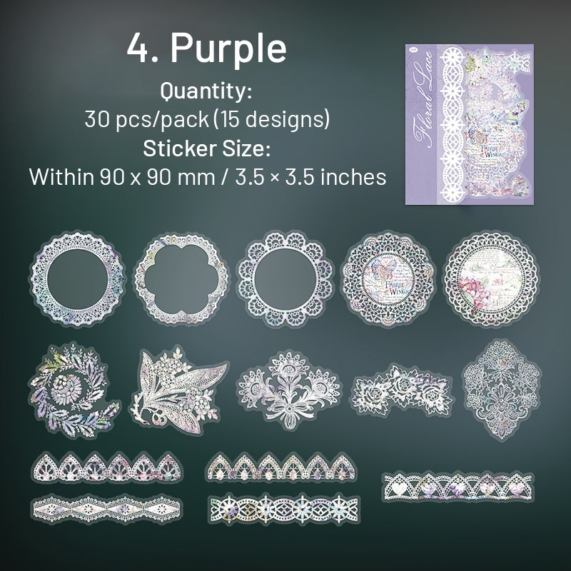 Lace PET Stickers - Borders, Butterfly, Feather, Door, Flower sku-4