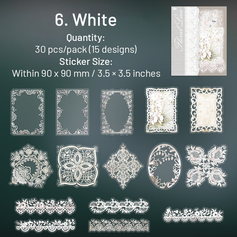 Lace PET Stickers - Borders, Butterfly, Feather, Door, Flower sku-6
