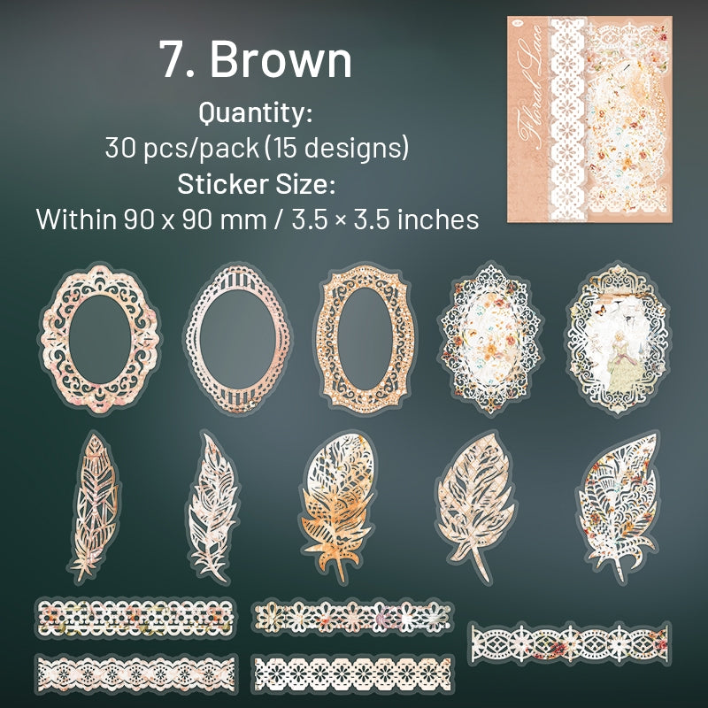 Lace PET Stickers - Borders, Butterfly, Feather, Door, Flower sku-7
