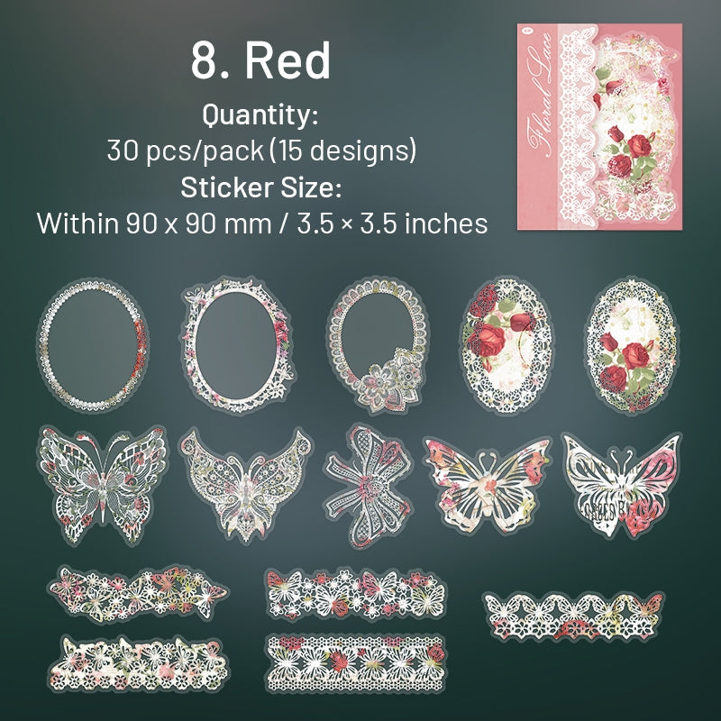 Lace PET Stickers - Borders, Butterfly, Feather, Door, Flower sku-8