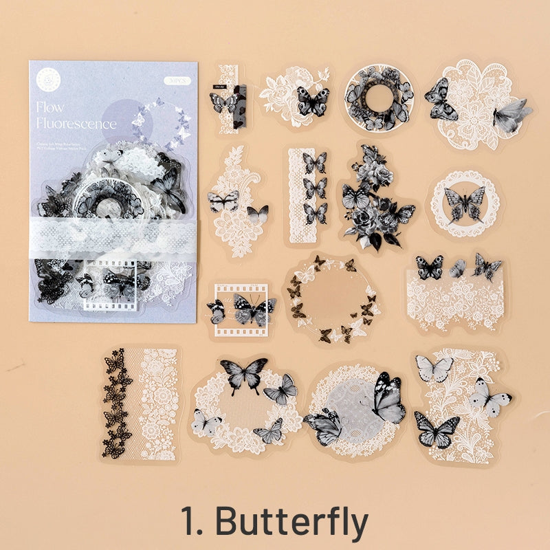 Lace PET Stickers - Butterfly, Number, Wreath, Flower, Door and Window, Film sku-1
