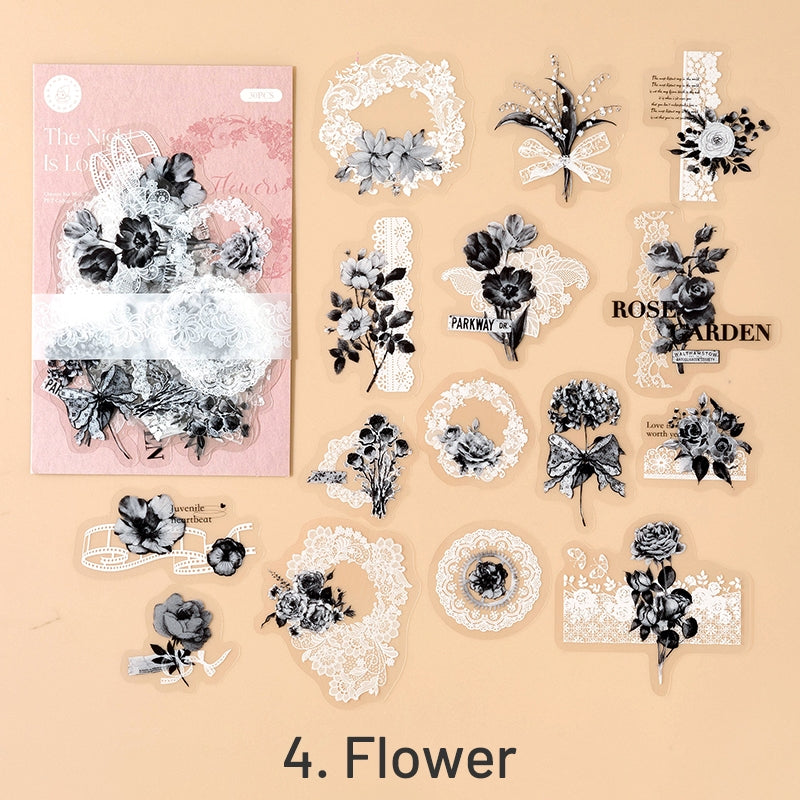 Lace PET Stickers - Butterfly, Number, Wreath, Flower, Door and Window, Film sku-4