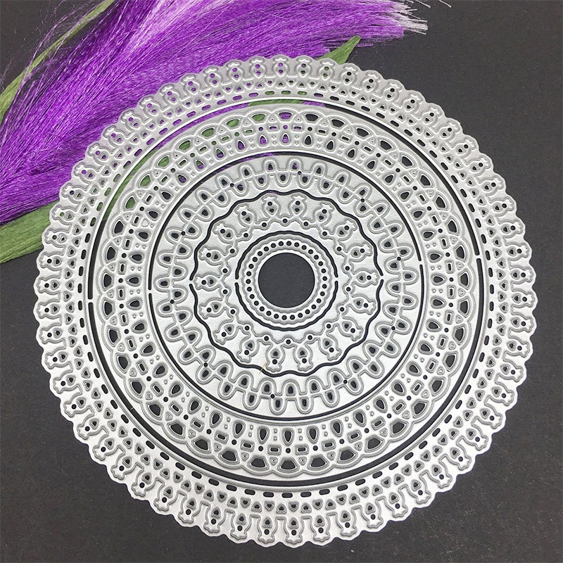 Lace Round Border Carbon Steel Crafting Dies Set (4 in 1) a