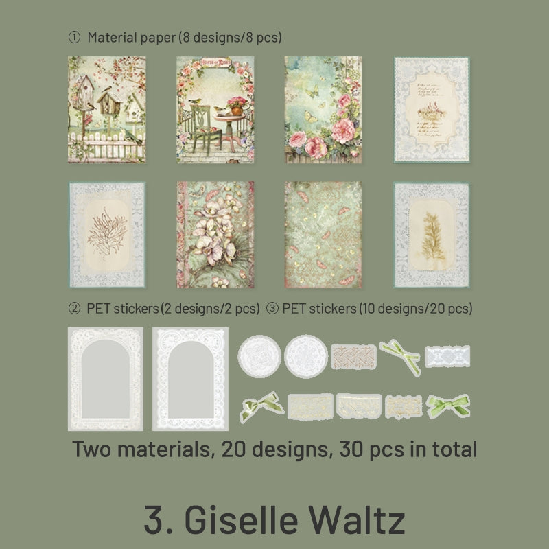 Lace Waltz Series Vintage Scrapbook Paper Pack sku-3