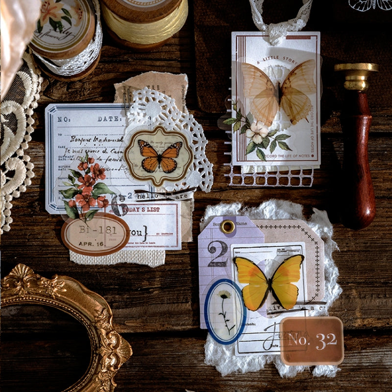 Lace, Butterfly, Flower, Plant PET Label Sticker3