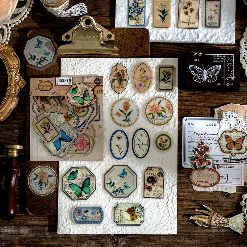 Lace, Butterfly, Flower, Plant PET Label Sticker4