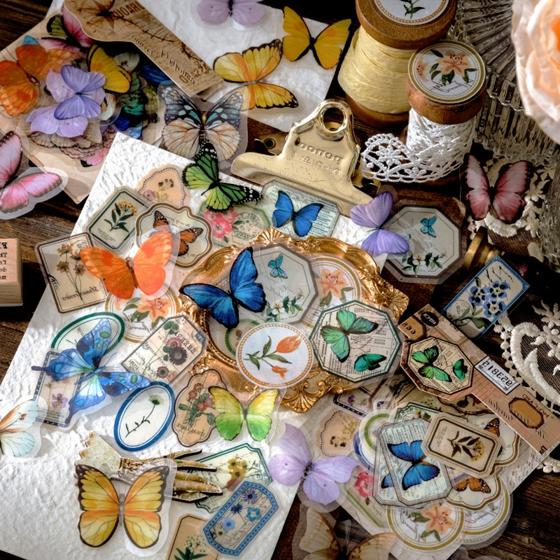 Lace, Butterfly, Flower, Plant PET Label Sticker5