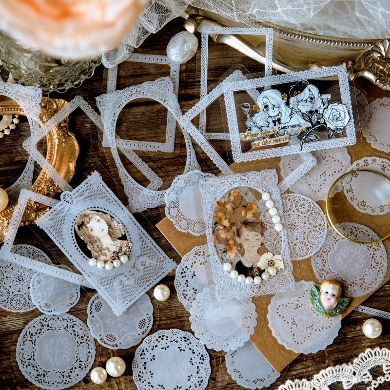 Lace, Butterfly, Flower, Plant PET Label Sticker6