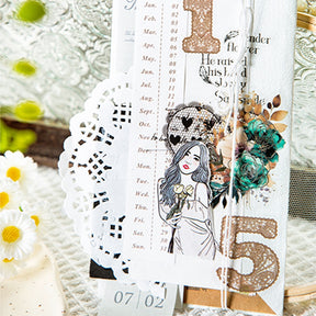 Lace, Flower, Number PET Hot Stamping Silver Stickers b3