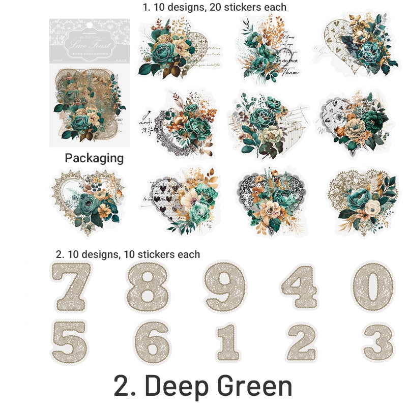 Clear Silver Lace & Flower Number Stickers | Stamprints