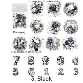 Lace, Flower, Number PET Hot Stamping Silver Stickers sku-3