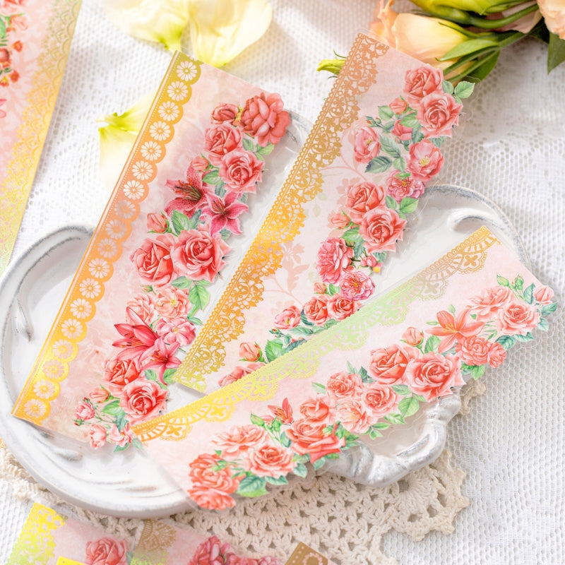 Lace Flower Decorative Hot Stamping PET Sticker b2