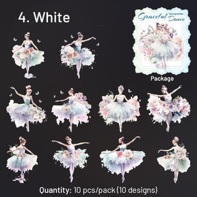 Lady Ballet Holographic Hot Stamping PET Stickers - Characters, Dance - Stamprints10