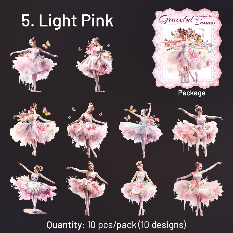 Lady Ballet Holographic Hot Stamping PET Stickers - Characters, Dance - Stamprints11