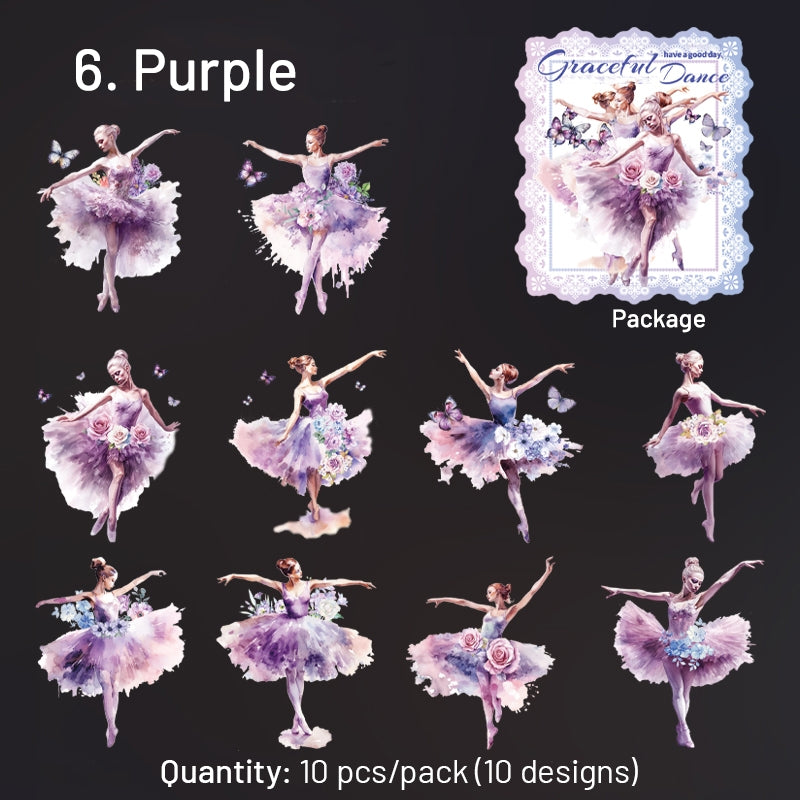 Lady Ballet Holographic Hot Stamping PET Stickers - Characters, Dance - Stamprints12