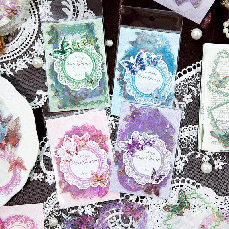 Laser Butterfly & Border PET Stickers a