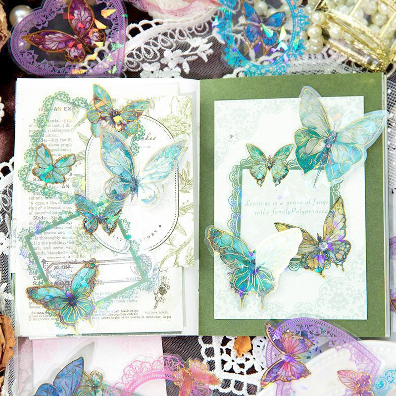 Laser Butterfly & Border PET Stickers b1