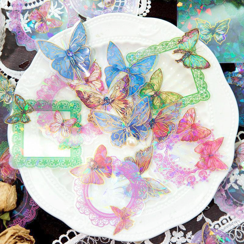 Laser Butterfly & Border PET Stickers b2