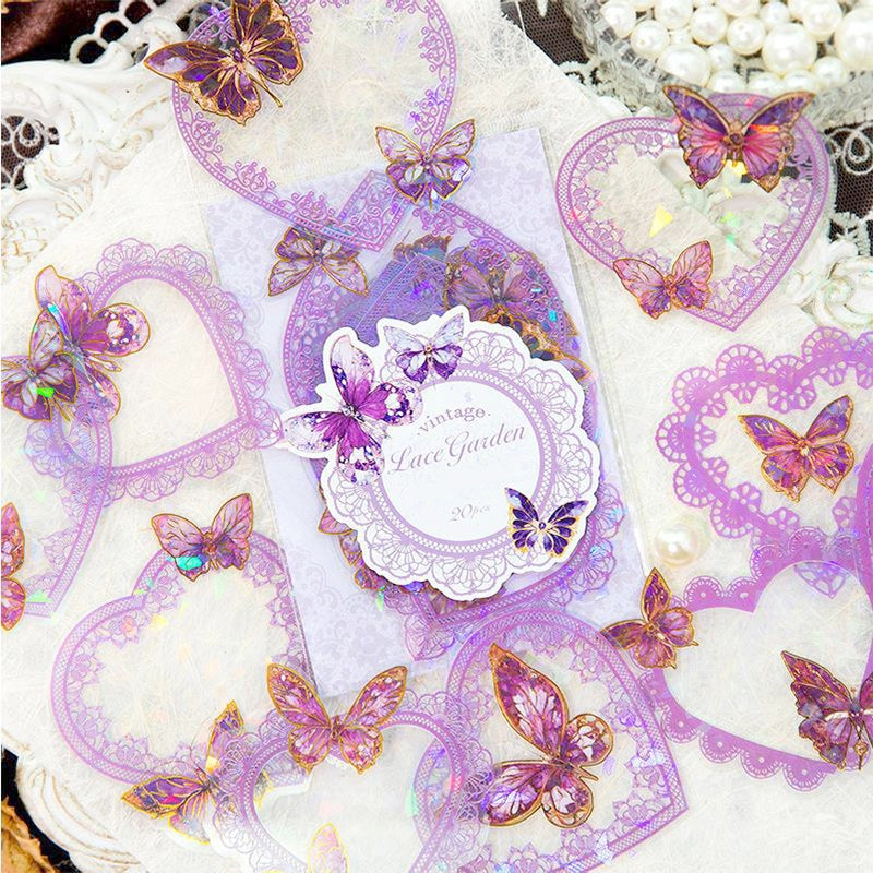 Laser Butterfly & Border PET Stickers b3