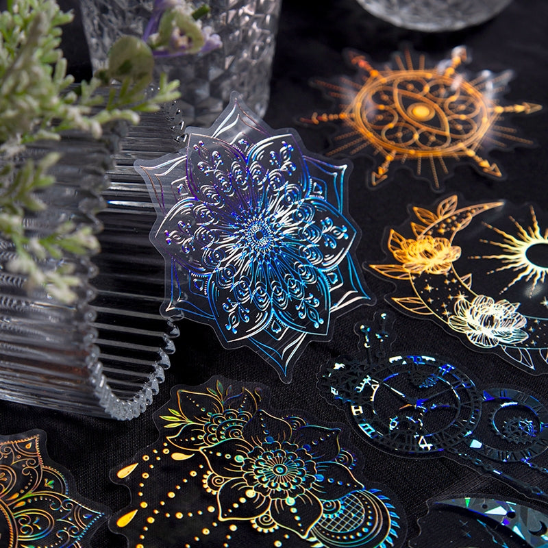 Laser PET Stickers - Butterfly, Mushroom, Gears, Moon, Magic, Fractals b1