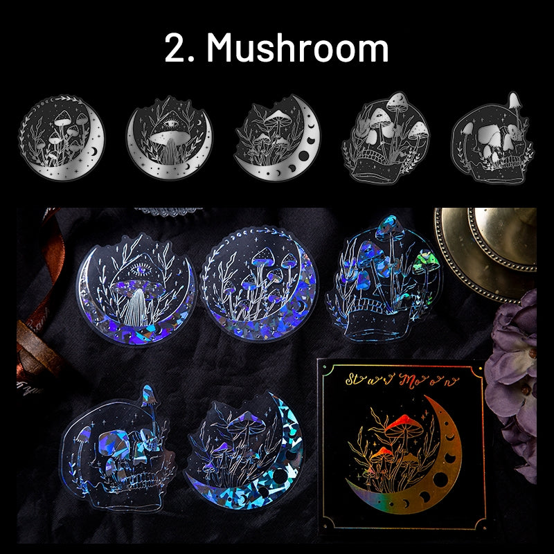 Laser PET Stickers - Butterfly, Mushroom, Gears, Moon, Magic, Fractals sku-2