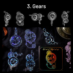 Laser PET Stickers - Butterfly, Mushroom, Gears, Moon, Magic, Fractals sku-3
