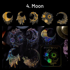 Laser PET Stickers - Butterfly, Mushroom, Gears, Moon, Magic, Fractals sku-4