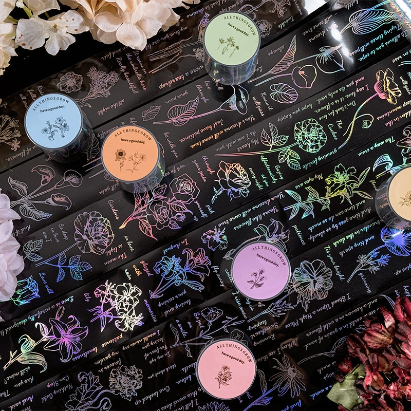 Holographic Hot Stamping Plant PET Tape - Flower Text a