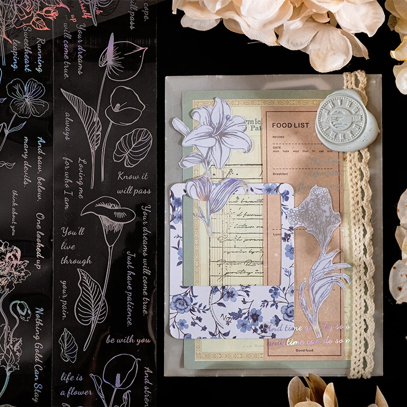 Holographic Hot Stamping Plant PET Tape - Flower Text b