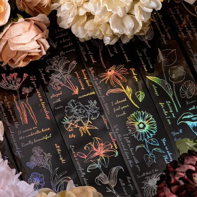 Holographic Hot Stamping Plant PET Tape - Flower Text b2
