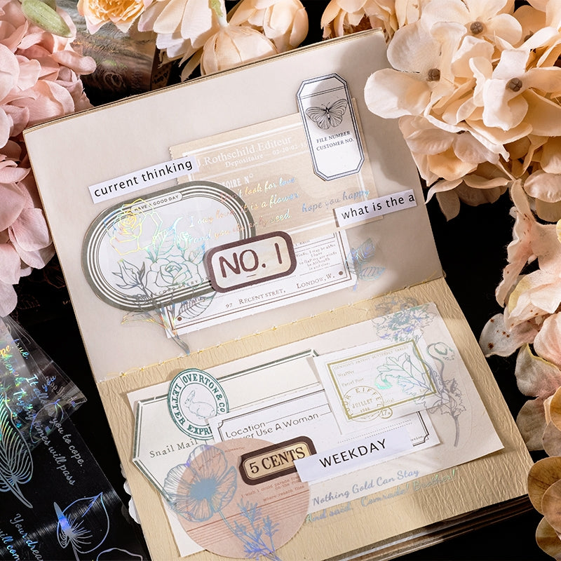 Holographic Hot Stamping Plant PET Tape - Flower Text b3