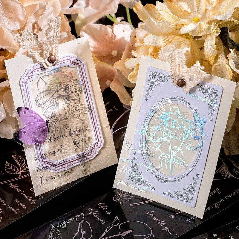 Holographic Hot Stamping Plant PET Tape - Flower Text b4